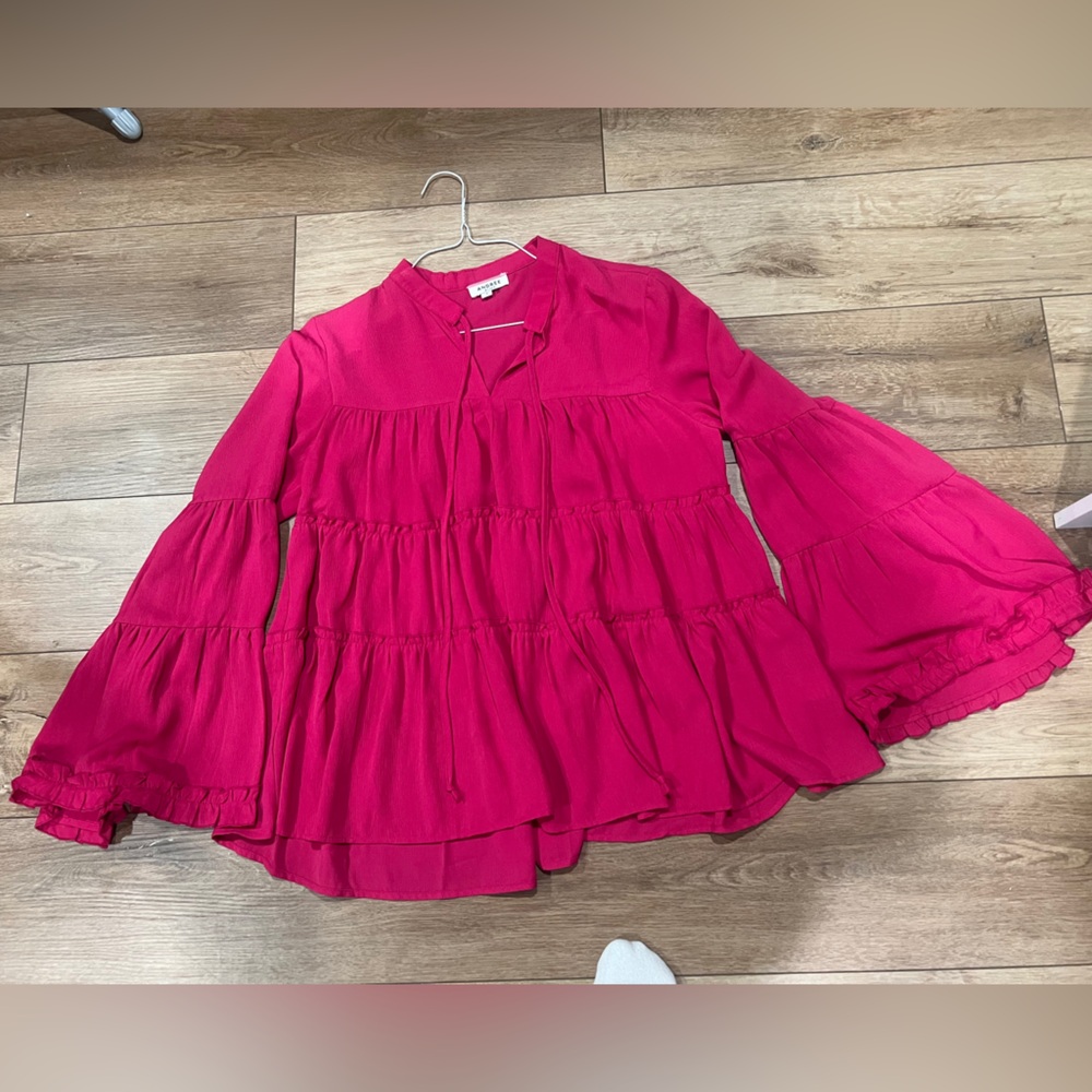 Andree hot pink Tiered Bell Sleeve Blouse